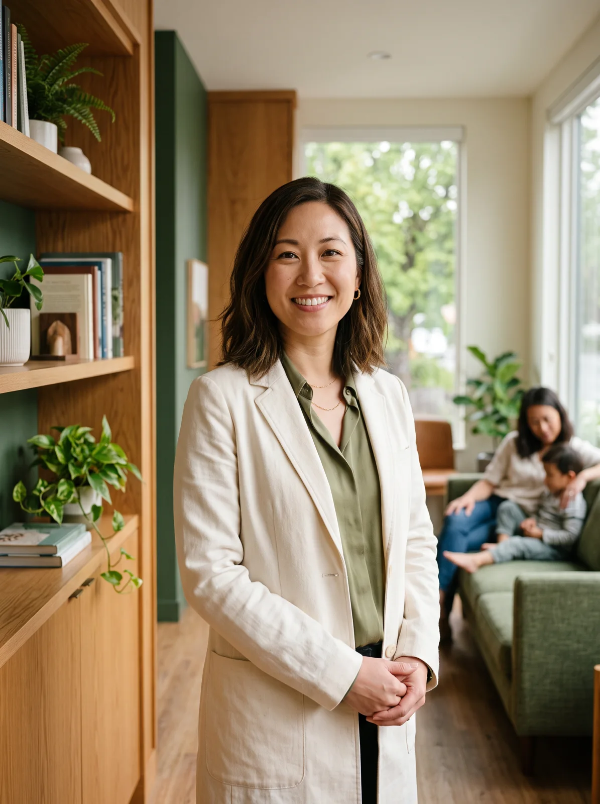 Illustrative portrait of fictional physician Emily Chen